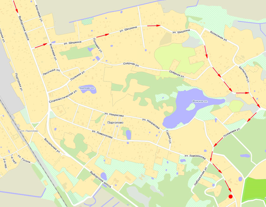 Схема проезда со Выборгского шоссе